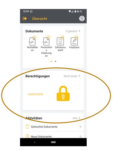 Bildschirmaufnahme von der elektronischen Patientenakte